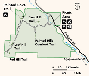 Painted Hills map and hiking trails