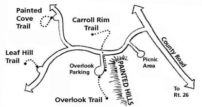 Image of the trail map at the Painted Hills Unit.