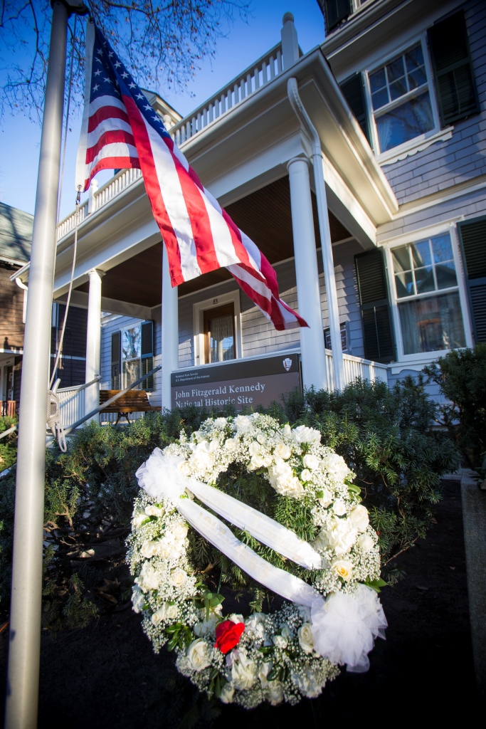 Wreath placed at John F. Kennedy's birthplace to mark the 50th anniversary of his death