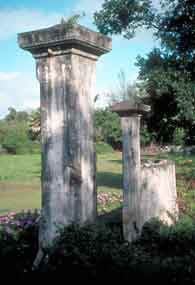 Ruin of an old gateway at Kalaupapa.