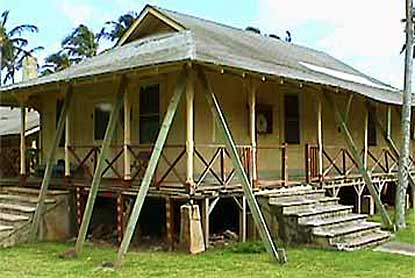 Photo of Bayview 6 building propped up prior to repairs.