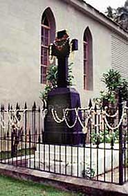 Photo of Father Damien's grave at Kalawao.
