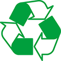 A recycling logo with three green and white arrows pointing at each other in a circle.