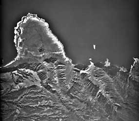 Kalaupapa Peninsula from a 1977 high altitude aerial photo.