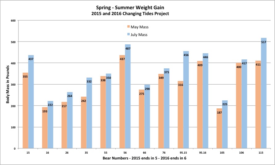 Graph showing spring to summer weight