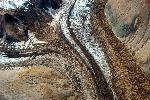 Volcanic ash-covered glacier
