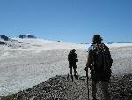 Hikers on the Harding Icefield trail