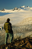 Visitor looking out over the Harding Icefield.