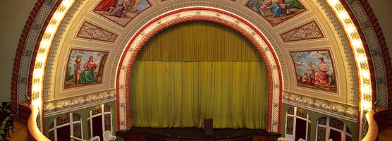 Looking down on the stage of the Calumet Theatre.