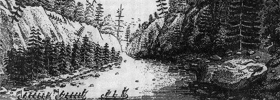 Despite Douglass Houghton's description of the Ontonagon Boulder as "a mere stone, a large pebble," Henry Rowe Schoolcraft's illustration greatly exaggerated the real size of the boulder, making it larger than a six-man canoe.