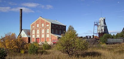 The morning sun warms the east side of the Quincy Mine's massive Hoist House for the Nordberg Steam Hoist.
