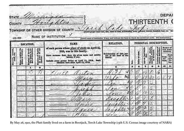 13th U.S. Census image from Torch Lake Township