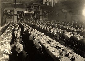 Historic Photo: The Masons hold their 50th Anniversary banquet in the third floor ballroom of Calumet's Union Building.