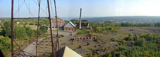The view from the iconic Quincy No. 2 Shaft-Rockhouse reveals other significant landscape features, which will be discussed in the upcoming meeting with Keweenaw National Historical Park staff.