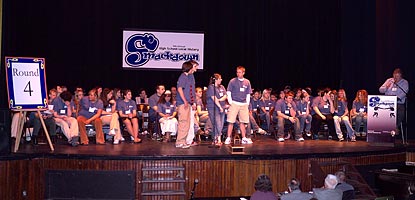 Participants fill the stage at the Calumet Theatre during the 2006 High School Local History Smackdown