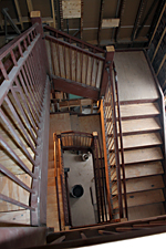 Photo looking down the new stairway in the Calumet Visitor Center