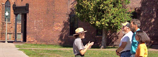 Visitors learn about the area's history on a guided tour of Calumet.
