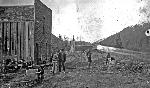 Black and White photo of old buildings in Dyea