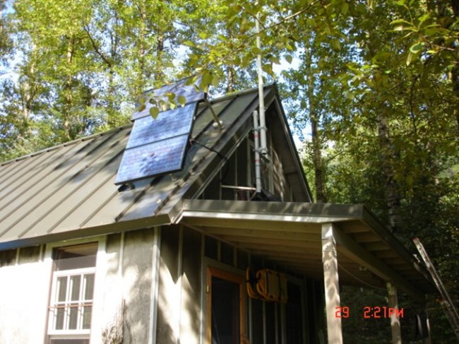 Cabin with solar panels