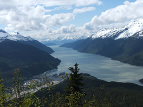 View from AB Mountain looking down on Skagway and Lynn Canal