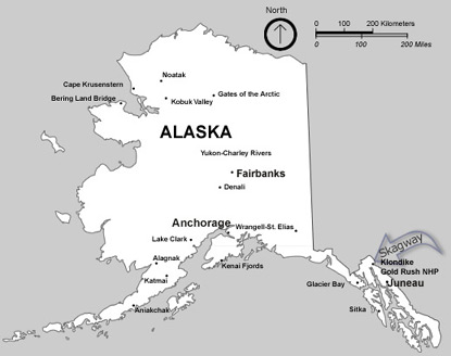 klondike gold rush map. Alaska Map