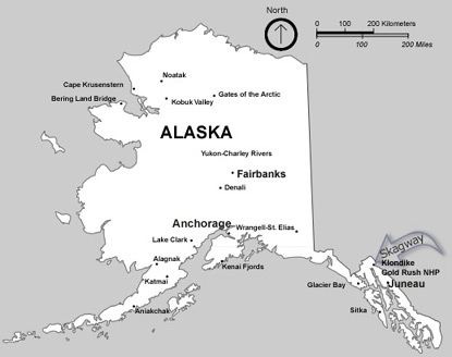 Alaska Map gold rush map. Alaska Map