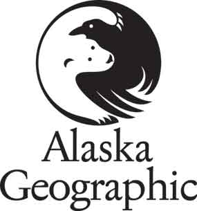 raven and bear logo of the Alaska Geographic Association in black and white