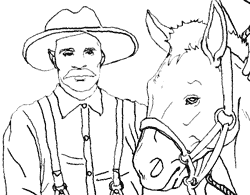 Horse and Prospector Coloring Page
