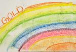 Rainbow with word Gold over it