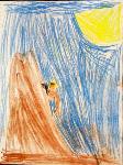 Drawing of person climbing mountain