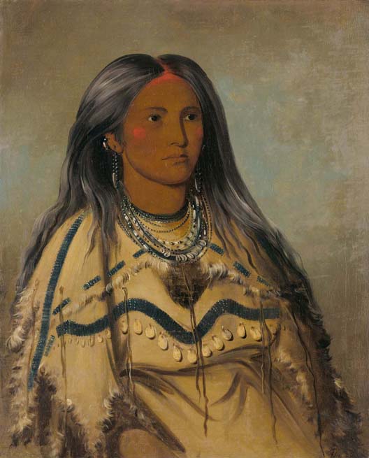 Portrait of Sha-kó-ka, a Mandan girl of twelve years of age