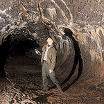 Exploring a lava tube cave