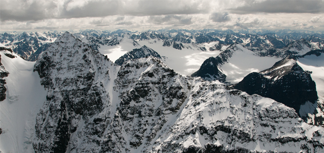 Peaks tower in the Neacola Mountains.