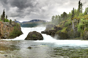 Waterfall of the Tanalian River near Port Alsworth.