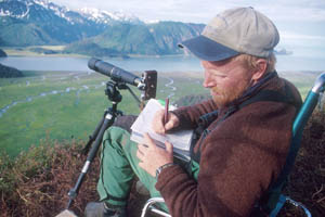 A scope helps you spot Dall sheep high up in the mountains.