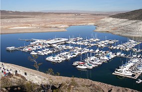 Lake Mead Marina showing declining lake level