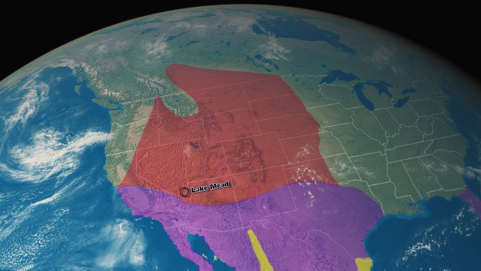 Map of North America, showing the burrowing owls range.