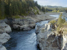 Kamloops Gorge. Kettle River running through a narrow, rocky gorge.