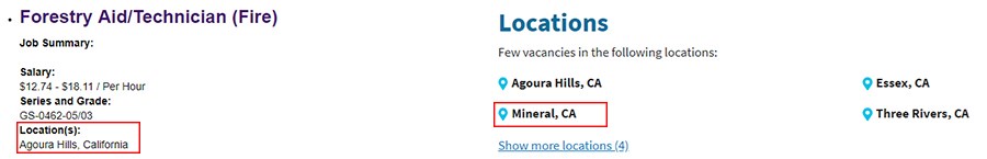 Screenshots display job listing locations