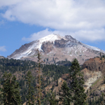 lassen peak with blue sky and clouds above