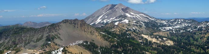 View of Mt. Diller and Lassen Peak from the top of Brokeoff Mountain