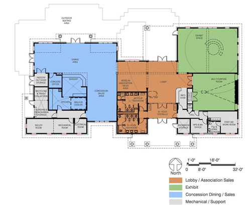 floor plan of new visitor center