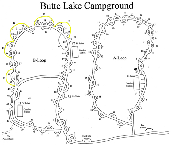 Map of Butte Lake Campground