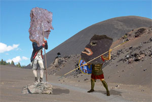 Image of rocks "at battle" near Cinder Cone