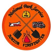 Orange patch with firefighting symbols