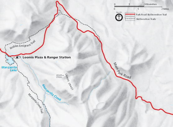 Manzanita Lake winter trails