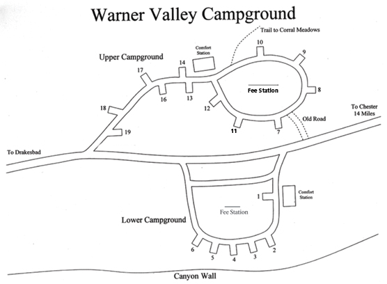 Map of Warner Valley Campground