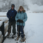 Snowshoers at Sulphur Works hydrothermal area