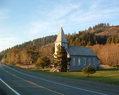 This photograph is a view of the existing highway and the historic St. Mary’s Church at the Station Camp site.