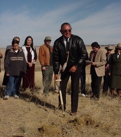 Mr. Caleb Shields, Fort Peck Reservation, at groundbreaking ceremonies for the Indian Memorial at the Little Bighorn Battlefield National Monument